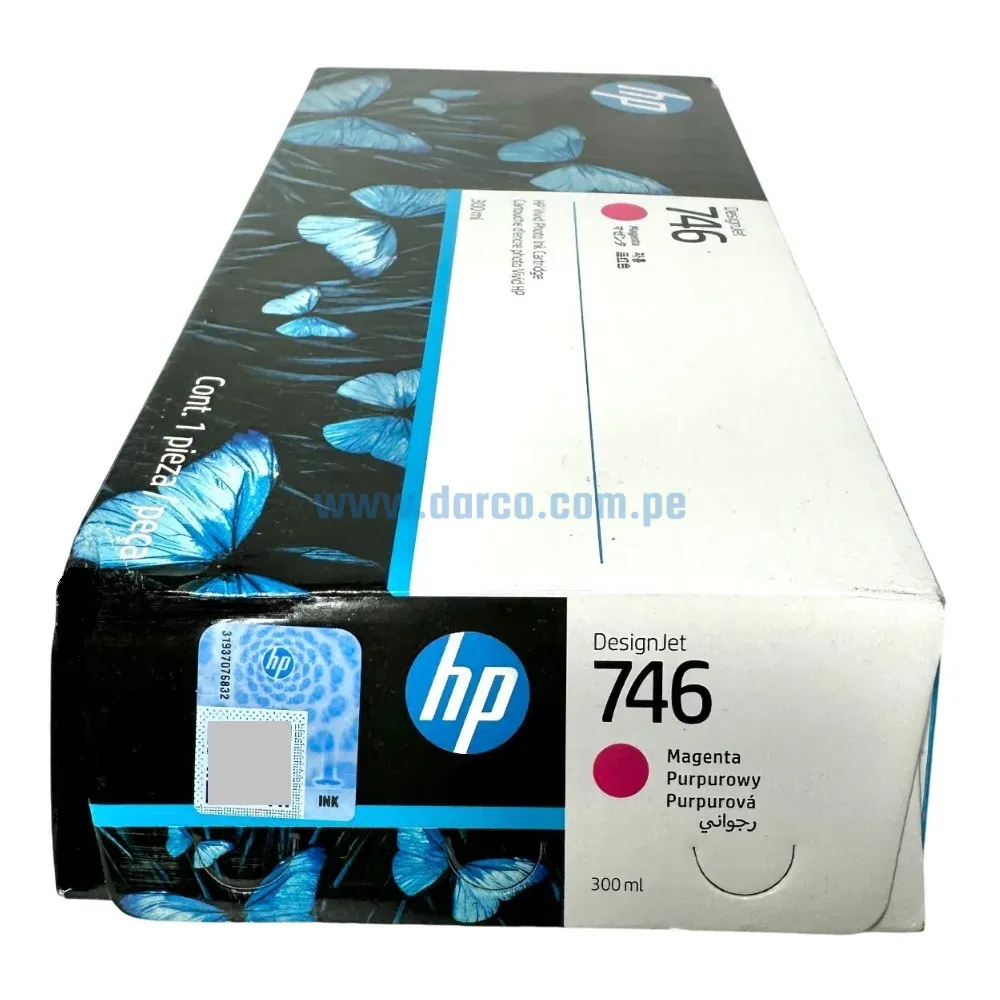 Cartucho De Tinta Hp 746 P2V78A Magenta DesignJet PostScript Z6, Z9, Z9+DR, Contenido 300 Mililitros. Envios a nivel Nacional