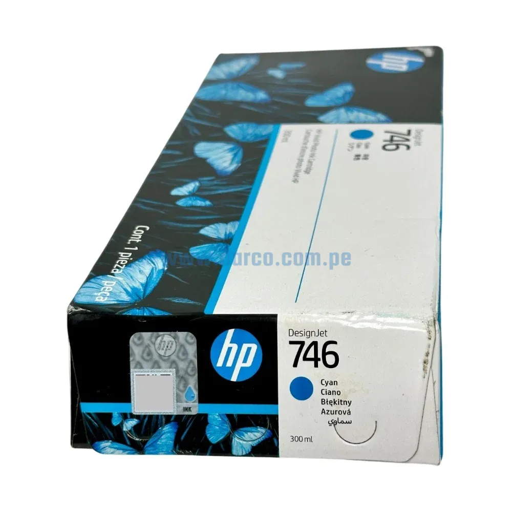 Cartucho De Tinta Hp 746 P2V80A Cyan DesignJet PostScript Z6, Z9, Z9+DR, Contenido 300 Mililitros. Envios a nivel Nacional