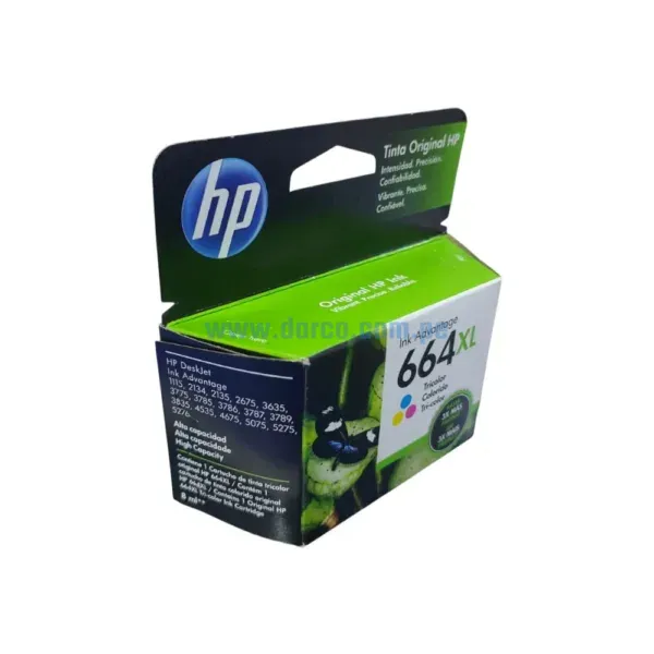 Cartucho De Tinta Hp F6V30AL (664XL) Deskjet Ink Advantage Tricolor Para Impresoras: 1115, 2135, 3635, 3835, 4535, 4675 330 paginas