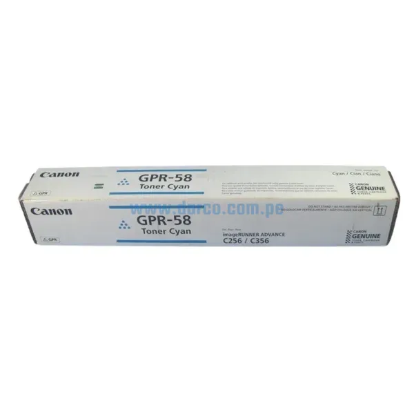 Toner Canon GPR-58 Cyan, Para Fotocopiadoras Canon ADVANCE C256iF C356iF DX C257iF C357iF Con Capacidad De Impresión 18.000 Paginas.