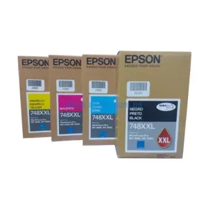 Bolsa De Tinta Epson 748XXL (Bk, C, M, Y) Para Impresoras Epson WorkForce Pro WF-6090, WF-6590, WF-8090, WF-8590 Rendimiento 31k