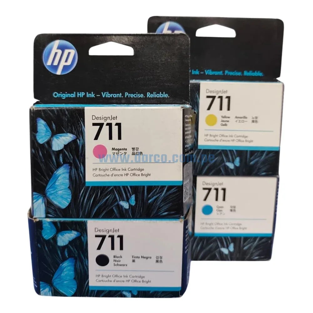Kit De Tinta Hp 711, Para Impresoras Plotter DesignJet T120, T130, T520, T530. Calidad De Impresión Incomparable. Envíos a Nivel Nacional