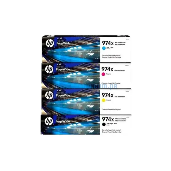 Kit De Tinta Hp 974X (Black, Cyan, Magenta, Yellow), Para Impresoras HP PageWide 452DW / 577DW Realizamos Envios A Nivel Nacional.