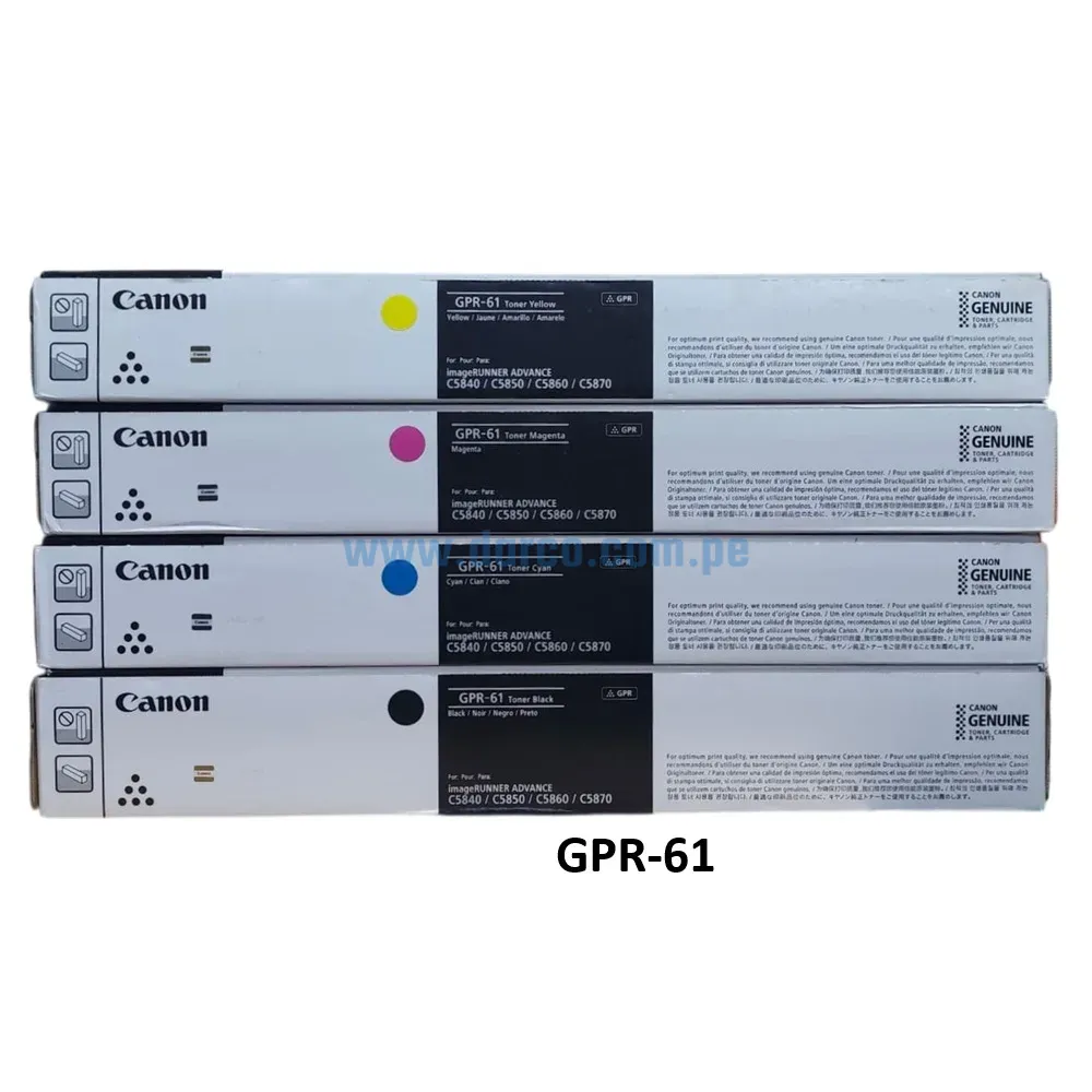 Kit De Toner Canon GPR-61, Para Fotocopiadoras Canon iR ADVANCE DX C5840i, C5850i, C5860i, C5870i Alta Capacidad De Impresión.