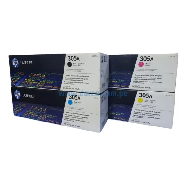 Kit De Toner Hp LaserJet MFP M375, M451, M475, 305A (BK, C, M, Y) Para Impresoras Hp LaserJet MFP M375, M451, M451nw, M475dn, M475dw