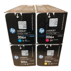 Kit De Toner Hp LaserJet Pro M255dw, M283fdw 206A (Bk, C, Y, M) Para Impresoras HP LaserJet Pro M255dw, M255nw, M283cdw, M283fdw