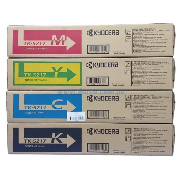 Kit De Toner Kyocera TK-5217 Black, Cyan, Yellow, Magenta, Para Impresora Kyocera For Taskalfa 406ci Rendimiento 65.000 Páginas.