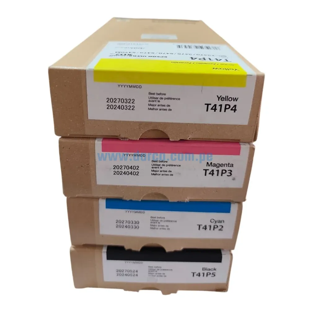 Kit Tinta Epson T41P, Para Impresoras Epson ULTRACHROME XD2 SC-T3470, 3475, 5470, 5475,5470M 14.000 Paginas.