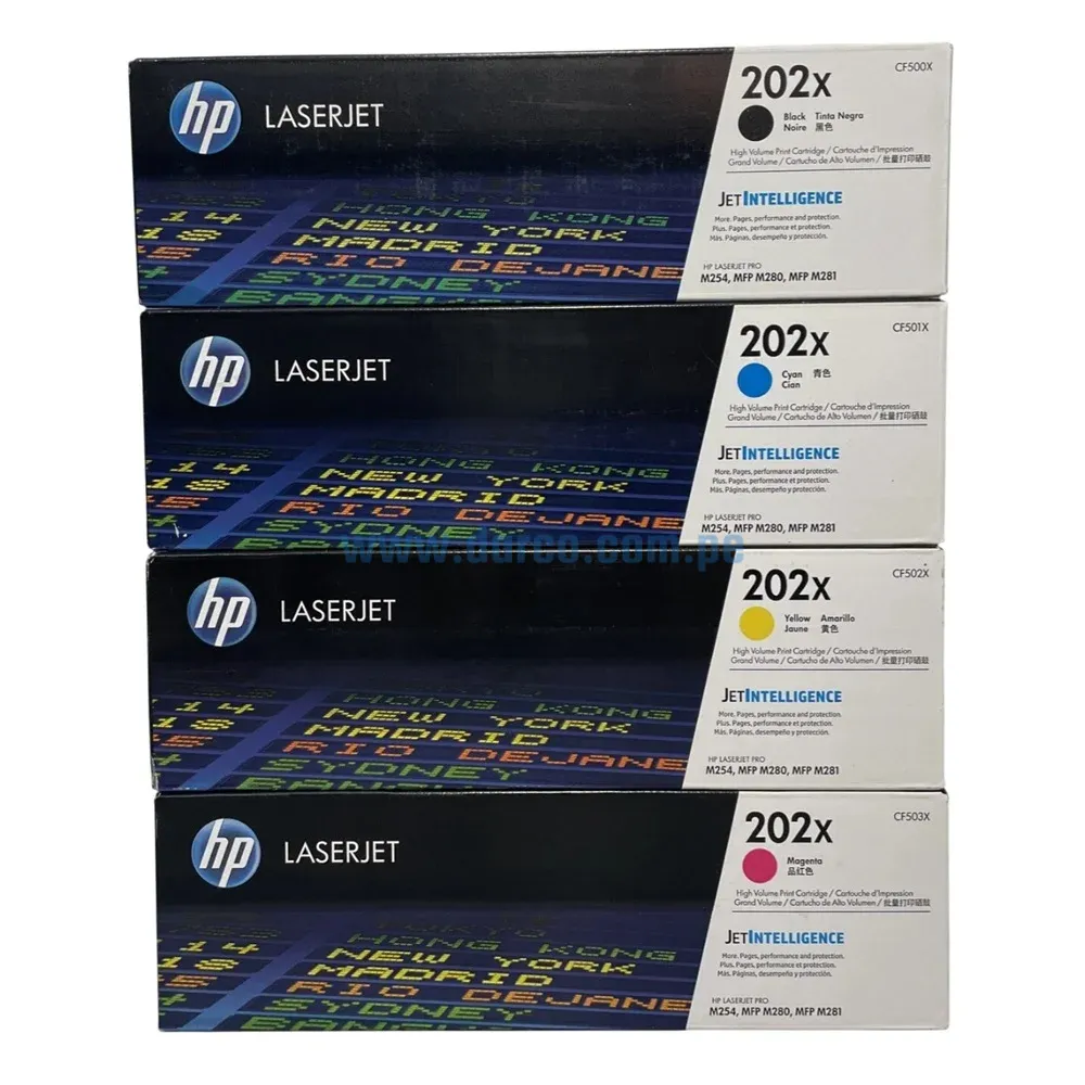 Kit Toner Hp LaserJet MFP M281, M254 (202X) Para Impresoras Hp LaserJet Pro M254dw, MFP M281cdw, M281fdw. Envíos a Nivel Nacional