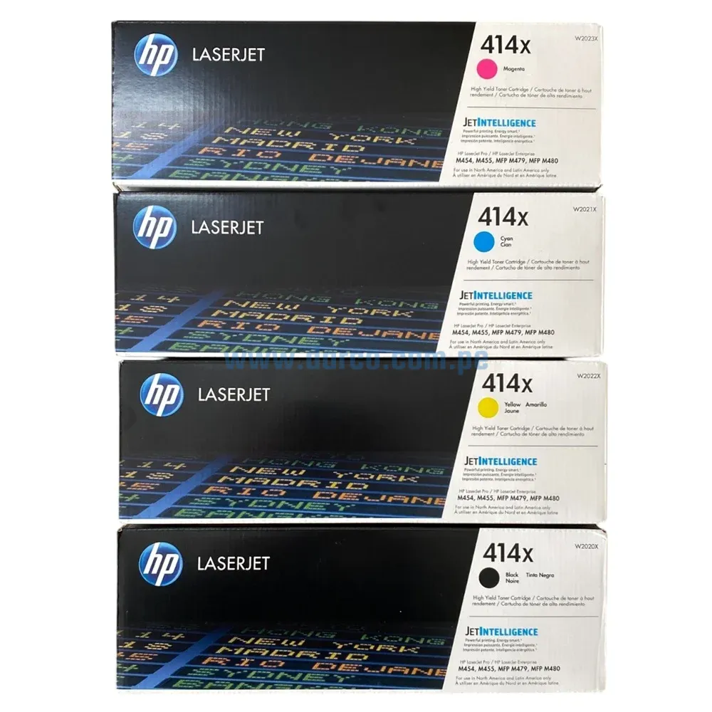 Kit Toner Hp LaserJet MFP M479, M454, M455 (414X) Para Impresoras Hp LaserJet Enterprise Pro M454dw / MFP M479fdn / M479dw / M479fdw