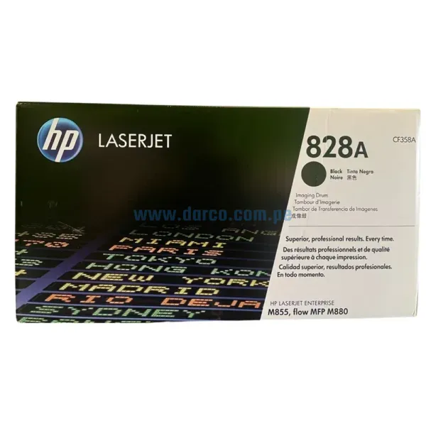 Tambor Drum HP CF358A 828A Negro. Para impresoras Hp LaserJet Enterprise M855dn, M855x, M855xh, M880z, M880z Rendimiento 30,000 Pag