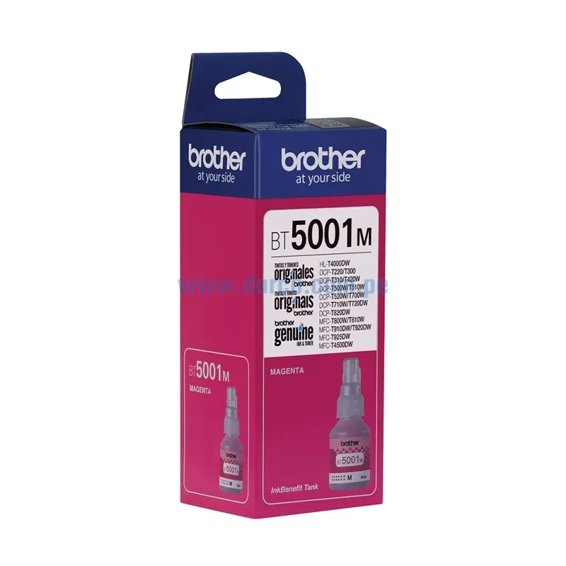 Botella De Tinta Brother BT5001M Magenta, Para Impresoras HL-T4000DW, DCP-T220, T226, T300. Envíos a Nivel Nacional