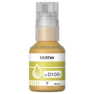 Botella De Tinta Brother BTD100Y Yellow, Para Impresoras DCP-T230 / DCP-T430W / DCP-T530DW / DCP-T730DW / MFC-T930DW, 48.8ml