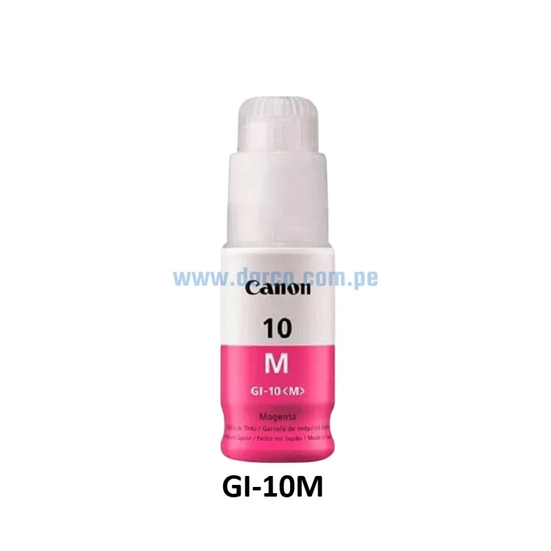 Botella De Tinta Canon GI-10M Magenta, Para Impresoras Canon Pixma G5010 / G5011 / G6010 / G6011 / G7010 / GM2010 / GM2011 Contenido 70ml