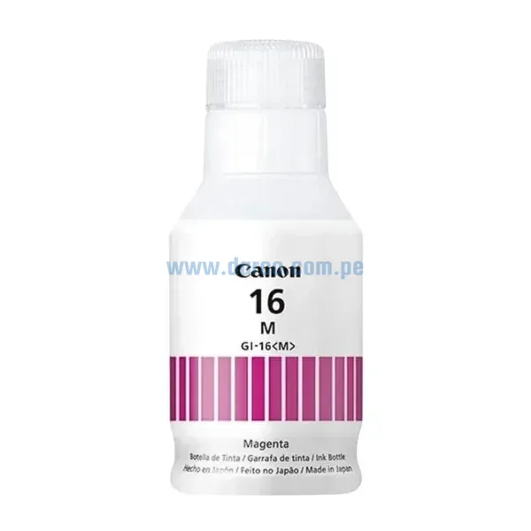 Botella De Tinta Canon GI-16M Maxify Magenta, Para Impresoras Canon GX3010 / GX4010 / GX5010 / GX6010 / GX7010, Rendimiento 9.000 Paginas