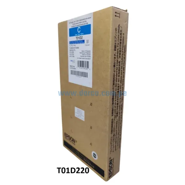 Bolsa De Tinta Epson T01D220 (T01D2) Cyan, Para Impresoras Epson Workforce Pro WF-C529R, C579R, PX-M880FX, S880X, 20.000 Paginas