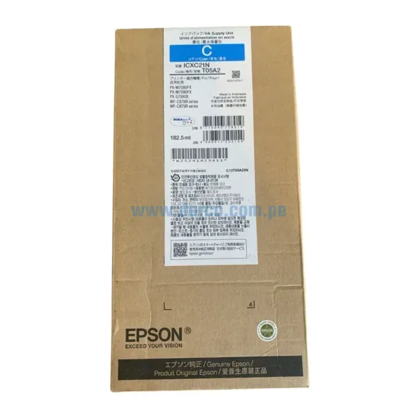 tinta-epson-t05a200-t05a-workforce-c878r-c879r-cyan Tinta Epson T05A200 T05A Cyan, Para Impresoras Epson Pigmentado Workforce Pro WF-C878R / C879R, Rendimiento 20.000 Paginas.