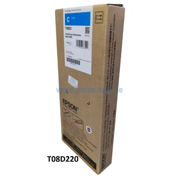 Bolsa De Tinta Epson T08D220 (T08D2) Cyan, Para Impresoras Epson WorkForce Enterprise AM-C4000, 30.000 Paginas. Envios a Nivel Nacional