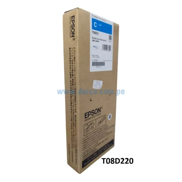Bolsa De Tinta Epson T08D220 (T08D2) Cyan, Para Impresoras Epson WorkForce Enterprise AM-C4000, 30.000 Paginas. Envios a Nivel Nacional