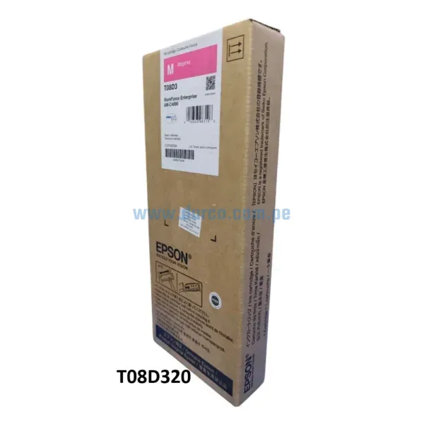 Bolsa De Tinta Epson T08D320 (T08D3) Magenta, Para Impresoras Epson WorkForce Enterprise AM-C4000, Capacidad De Impresion 30.000 Pag.