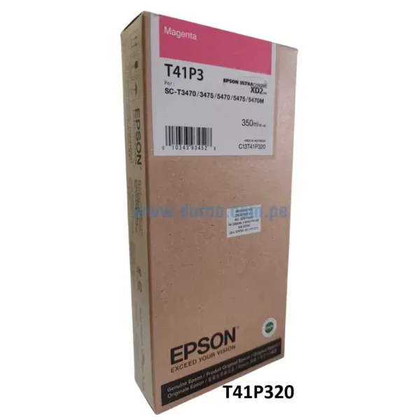 Tinta Epson T41P320 (T41P3) Magenta, Para Impresoras Epson ULTRACHROME XD2 SC-T3470, 3475, 5470, 5475,5470M 14.000 Paginas.