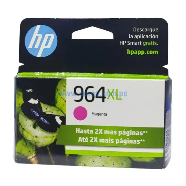 Cartucho De Tinta Hp 3JA55AL (964XL) Magenta, Para Impresoras HP OfficeJet Pro 9010, 9016, 9018, 9020, Con Alta Capacidad De 25 mililitros.