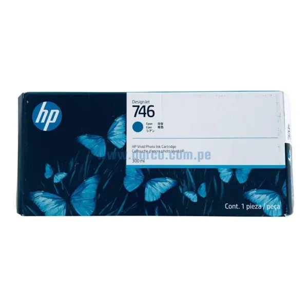 Cartucho De Tinta Hp 746 P2V80A Cyan DesignJet PostScript Z6, Z9, Z9+DR, Contenido 300 Mililitros. Envios a nivel Nacional