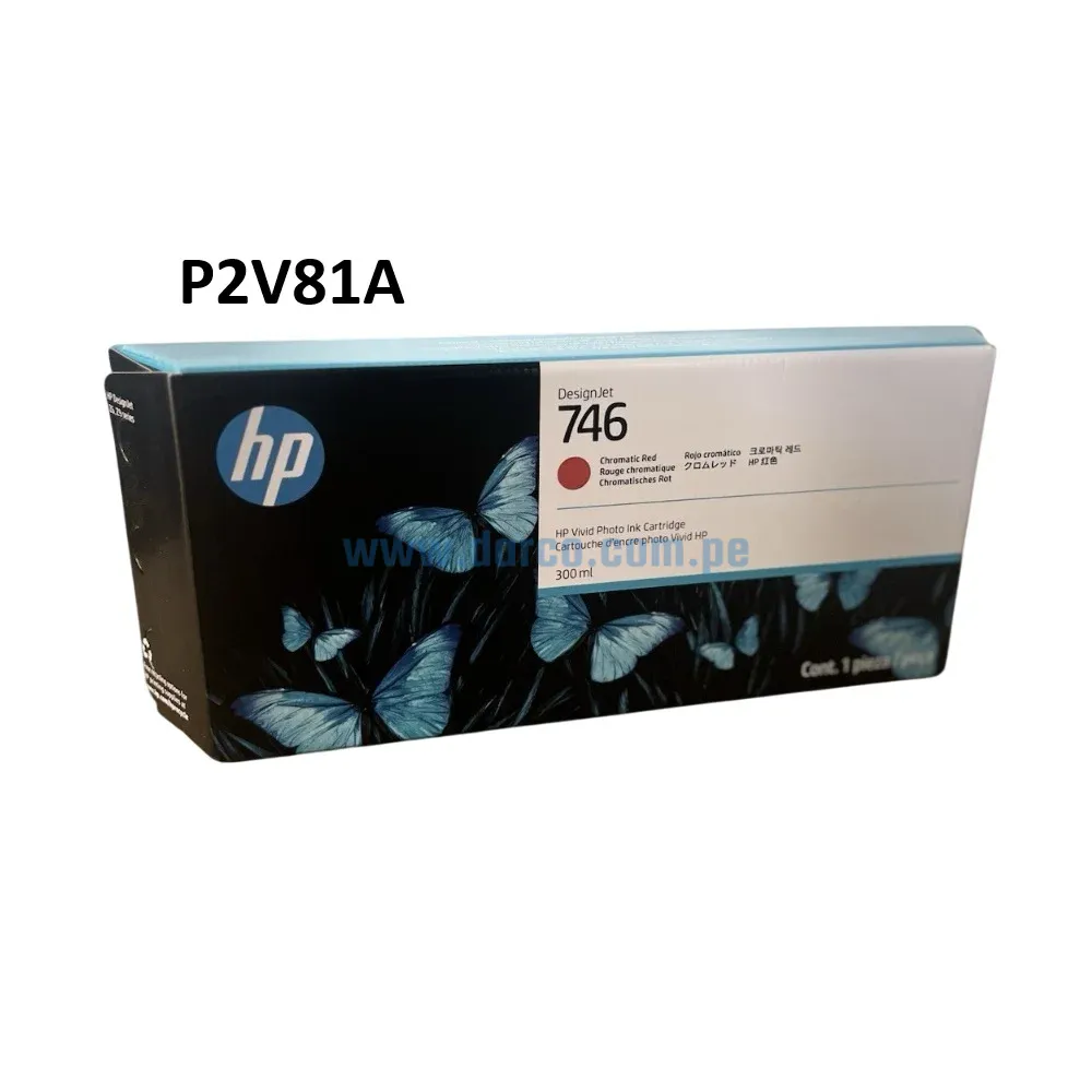 Cartucho De Tinta Hp 746 P2V81A Chromatic Red DesignJet PostScript Z6, Z9, Z9+DR, Contenido 300 Mililitros. Envios a nivel Nacional