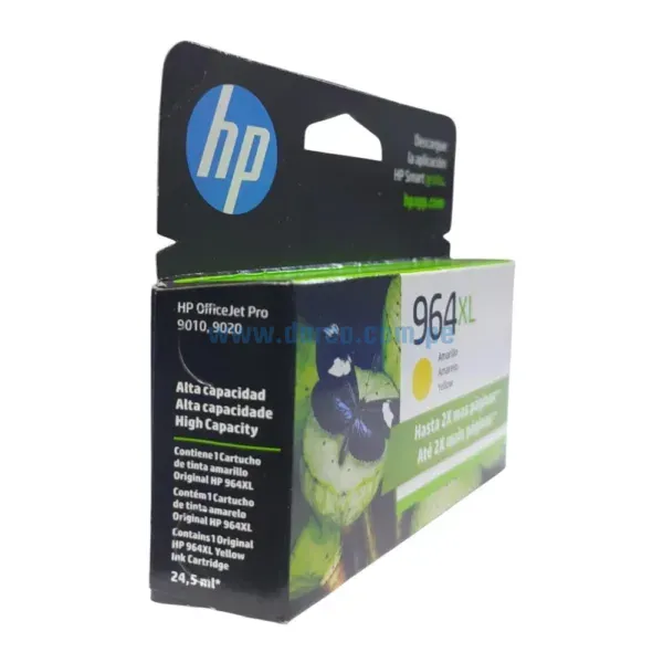 Cartucho De Tinta Hp 3JA56AL (964XL) Amarillo, Para Impresoras HP OfficeJet Pro 9010, 9016, 9018, 9020, Con Alta Capacidad De 24,5 mililitros.