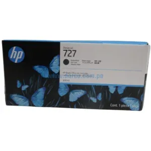Tinta Hp C1Q12A (727) Matte Black, Para Impresoras DesignJet T1500, T930, T1530, T2530, T920, T2500, T930, T2530, 300 Mililitros