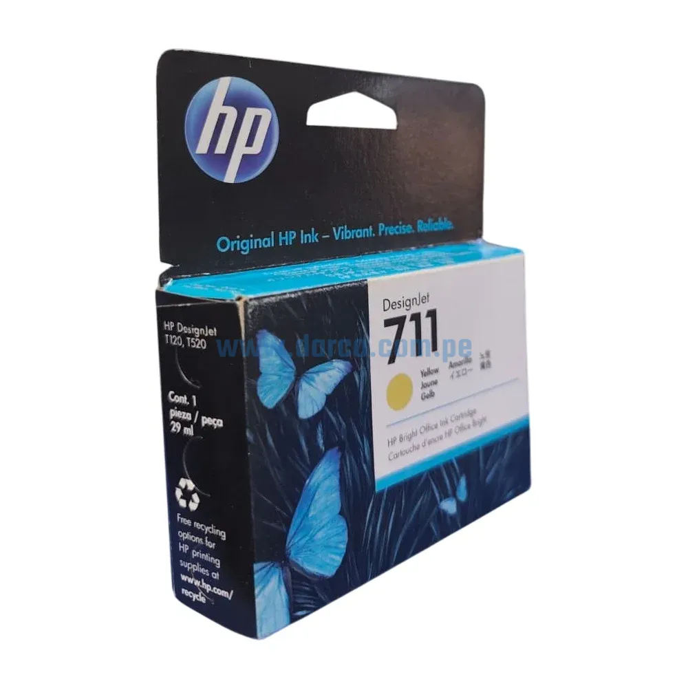 Cartucho De Tinta Hp CZ132A (711) Amarillo, Para Impresoras DesignJet T120, T130, T520, T530 Contenido 29 Mililitros. Envios a Nivel Nacional