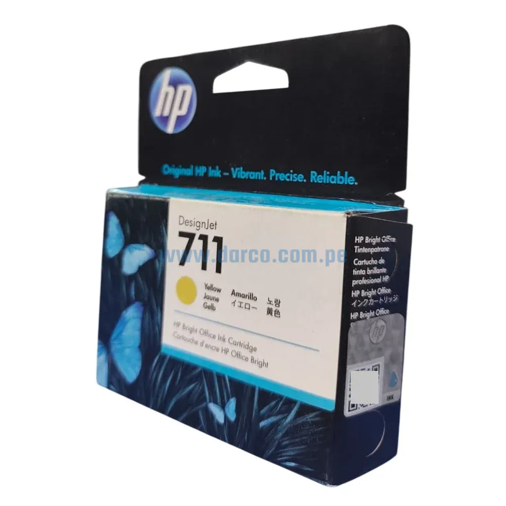Cartucho De Tinta Hp CZ132A (711) Amarillo, Para Impresoras DesignJet T120, T130, T520, T530 Contenido 29 Mililitros. Envios a Nivel Nacional