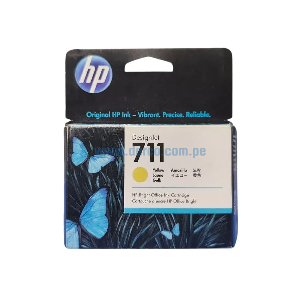 Cartucho De Tinta Hp CZ132A (711) Amarillo, Para Impresoras DesignJet T120, T130, T520, T530 Contenido 29 Mililitros. Envios a Nivel Nacional