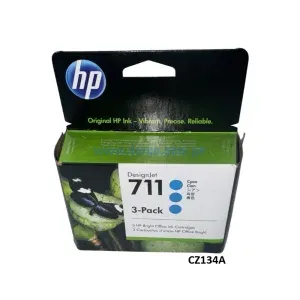 Cartucho De Tinta Hp CZ134A (711) Cyan 3 Pack Para Impresoras DesignJet T120, T130, T520, T530, Contenido De 29 Mililitros.