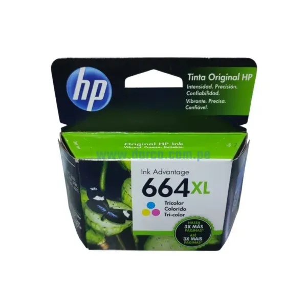 Cartucho De Tinta Hp F6V30AL (664XL) Deskjet Ink Advantage Tricolor Para Impresoras: 1115, 2135, 3635, 3835, 4535, 4675 330 paginas