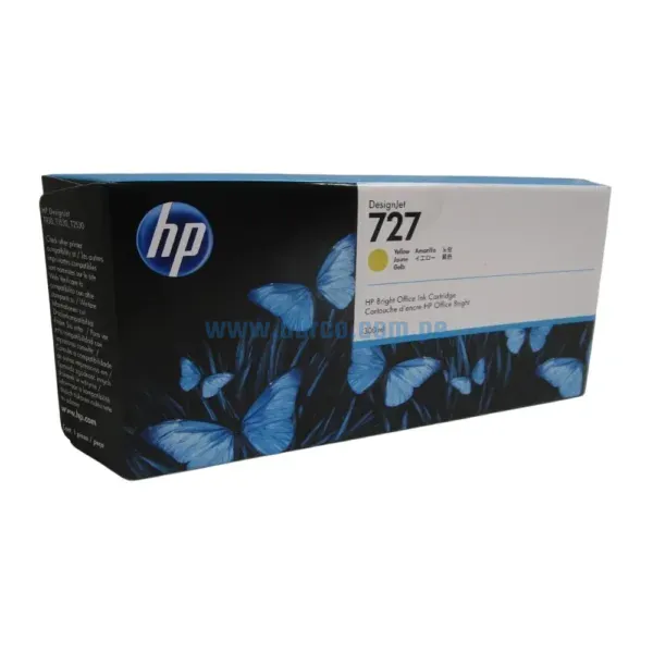 Tinta Hp F9J78A (727) Amarillo, Para Impresoras DesignJet T1500, T930, T1530, T2530, T920, T2500, T930, T2530, 300 Mililitros