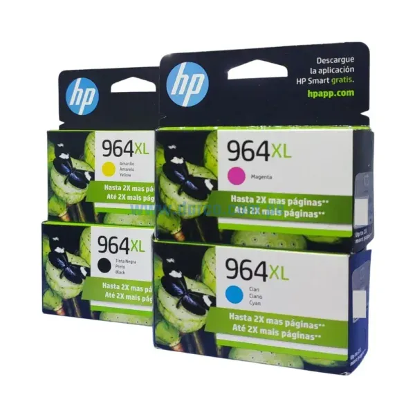 Kit De Tinta Hp OfficeJet pro 9010, 9020 (964XL) Black, Cyan, Yellow, Magenta, Con Alta Capacidad De 51,5ml negro, y 24,5ml Colores
