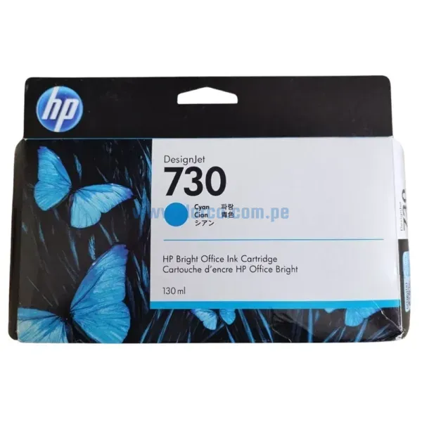 Cartucho De Tinta Hp P2V62A (730) Cyan, Para Impresoras Hp DesignJet T1600, T1700, T2600, Contenido 130 Mililitros, Envios a Nivel Nacional.