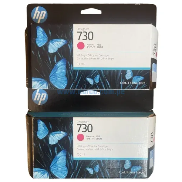 Cartucho De Tinta Hp P2V63A (730) Magenta, Para Impresoras Hp DesignJet T1600, T1700, T2600, Contenido 130 Mililitros, Envios a Nivel Nacional.