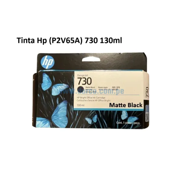 Cartucho De Tinta Hp P2V65A (730) Matte Black, Para Impresoras Hp DesignJet T1600, T1700, T2600, Contenido 130 Mililitros.