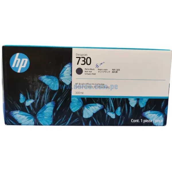 Tinta Hp P2V71A (730) Matte Black, Para Impresoras Hp DesignJet T1600, T1700, T2600, Contenido 300 Mililitros. Envios a Nivel Nacional.