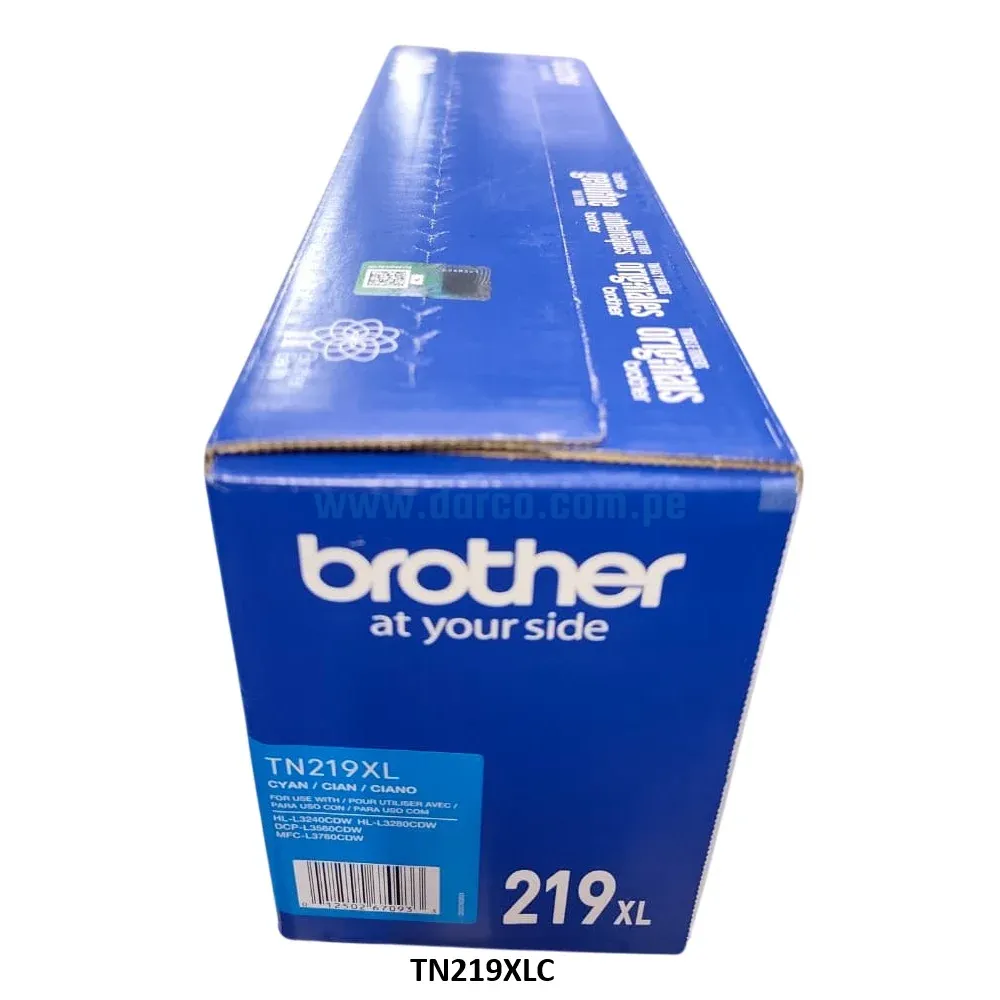 Toner Brother TN219XLC Cyan, Para Impresoras DCP-L3560CDW, MFP-L3760CDW, HL-L3280CDW, Capacidad De Impresión 2.300 Paginas.