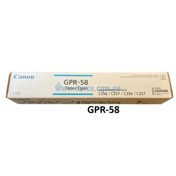 Toner Canon GPR-58 Cyan, Para Fotocopiadoras Canon ADVANCE C256iF C356iF DX C257iF C357iF Con Capacidad De Impresión 18.000 Paginas.