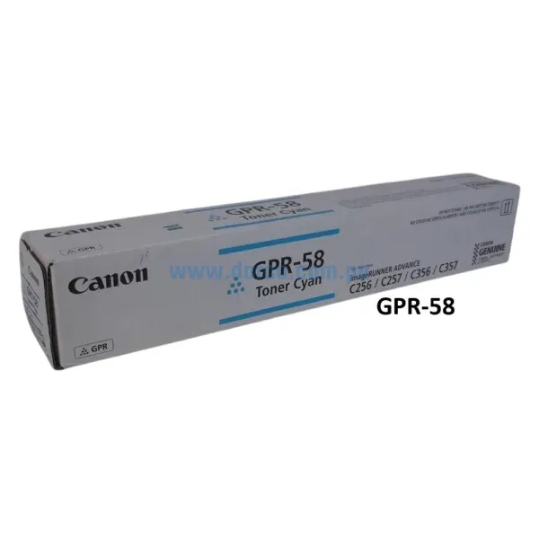 Toner Canon GPR-58 Cyan, Para Fotocopiadoras Canon ADVANCE C256iF C356iF DX C257iF C357iF Con Capacidad De Impresión 18.000 Paginas.