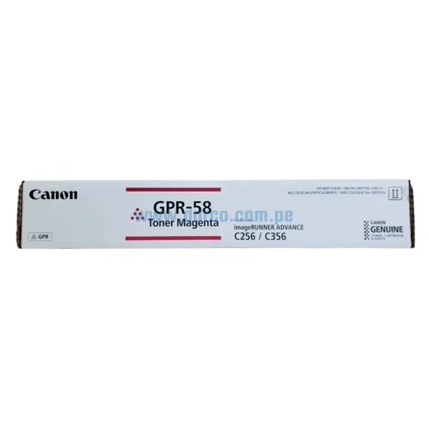 Toner Canon GPR-58 Magenta, Para Fotocopiadoras Canon ADVANCE C256iF C356iF DX C257iF C357iF Con Capacidad De Impresión 18.000 Paginas.