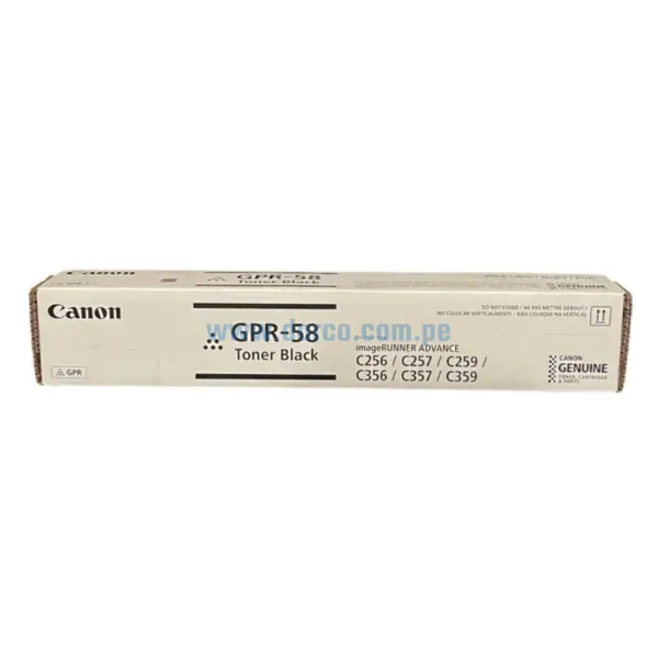 Toner Canon GPR-58 Negro, Para Fotocopiadoras Canon ADVANCE C256iF C356iF DX C257iF C357iF Con Capacidad De Impresión 23.000 Paginas.