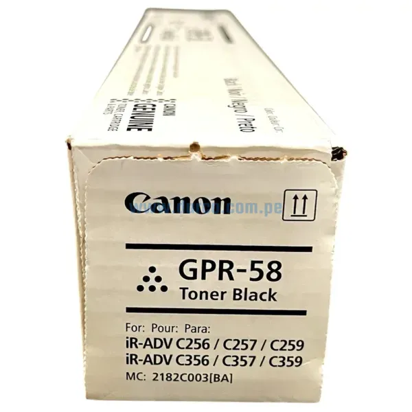 Toner Canon GPR-58 Negro, Para Fotocopiadoras Canon ADVANCE C256iF C356iF DX C257iF C357iF Con Capacidad De Impresión 23.000 Paginas.
