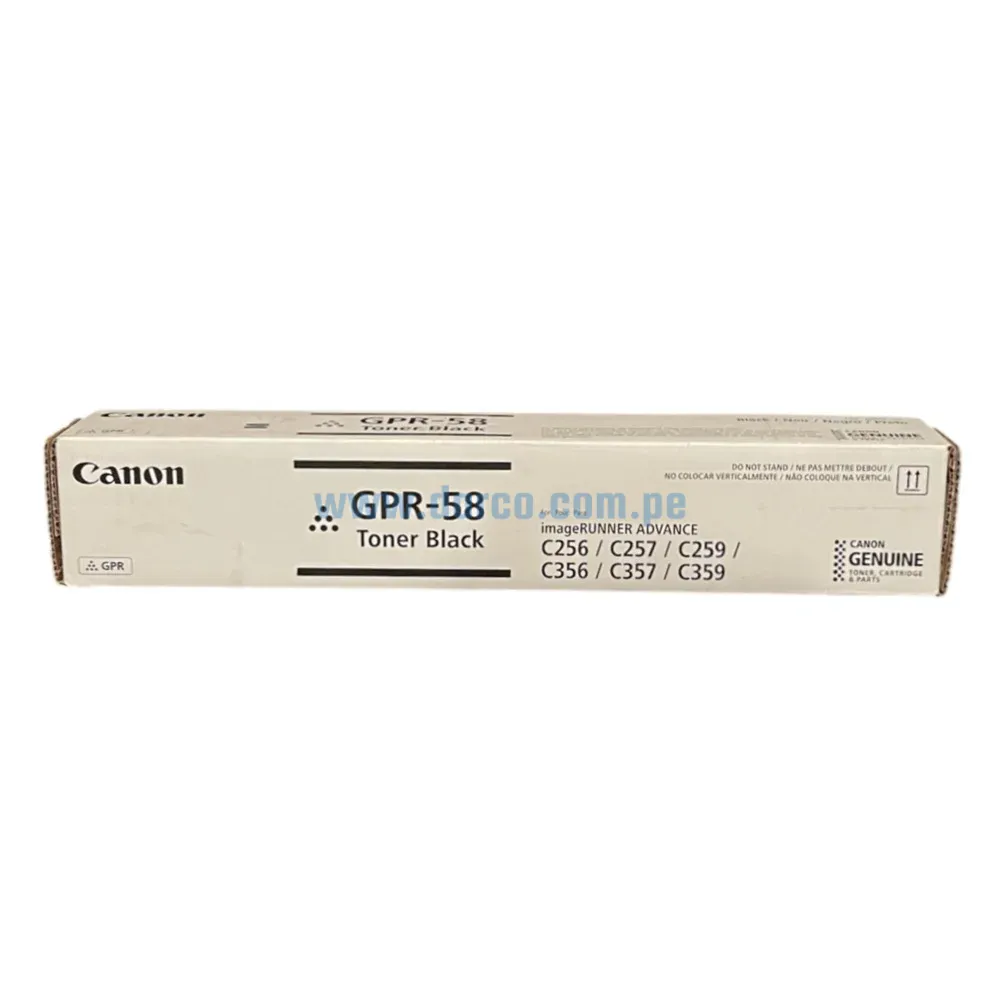 Toner Canon GPR-58 Negro, Para Fotocopiadoras Canon ADVANCE C256iF C356iF DX C257iF C357iF Con Capacidad De Impresión 23.000 Paginas.