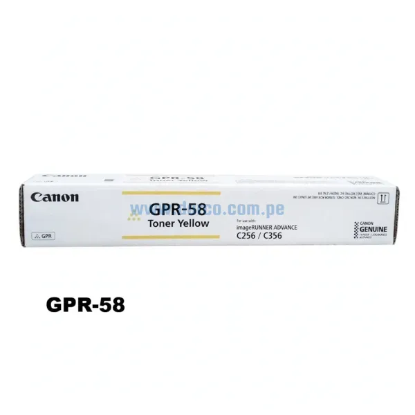 Toner Canon GPR-58 Yellow, Para Fotocopiadoras Canon ADVANCE C256iF C356iF DX C257iF C357iF Con Capacidad De Impresión 18.000 Paginas.