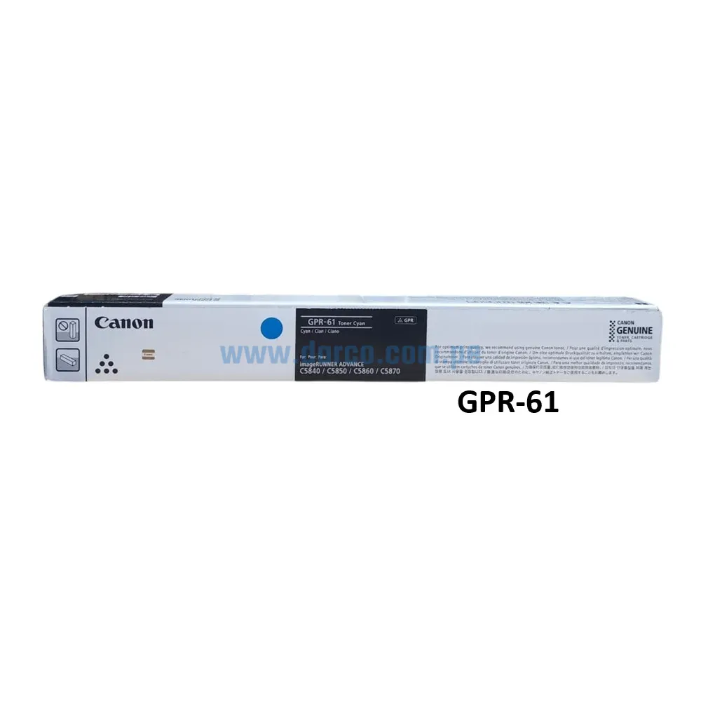 Toner Canon GPR-61 Cyan, Para Fotocopiadoras Canon iR ADV DX C5840i, C5850i, C5860i, C5870i Capacidad De Impresión 60.000 Paginas.